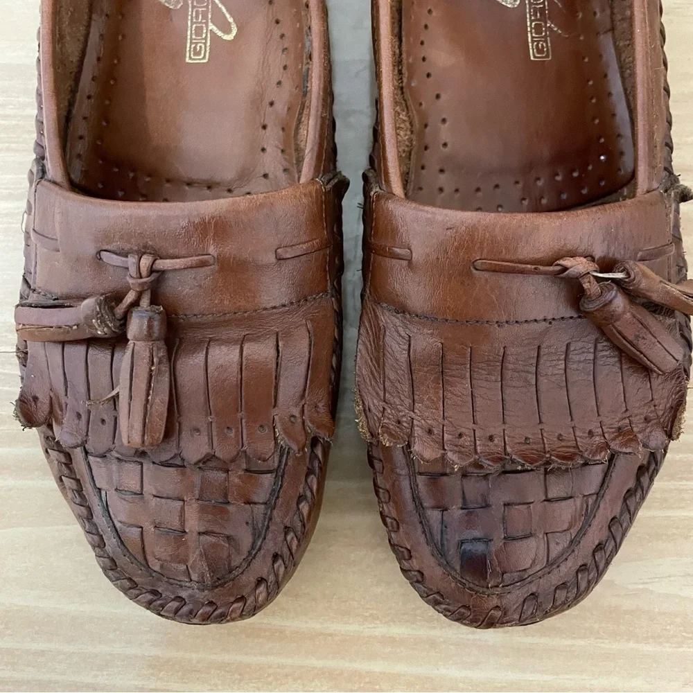 Giorgio Brutini brown leather tassel loafers size 8D